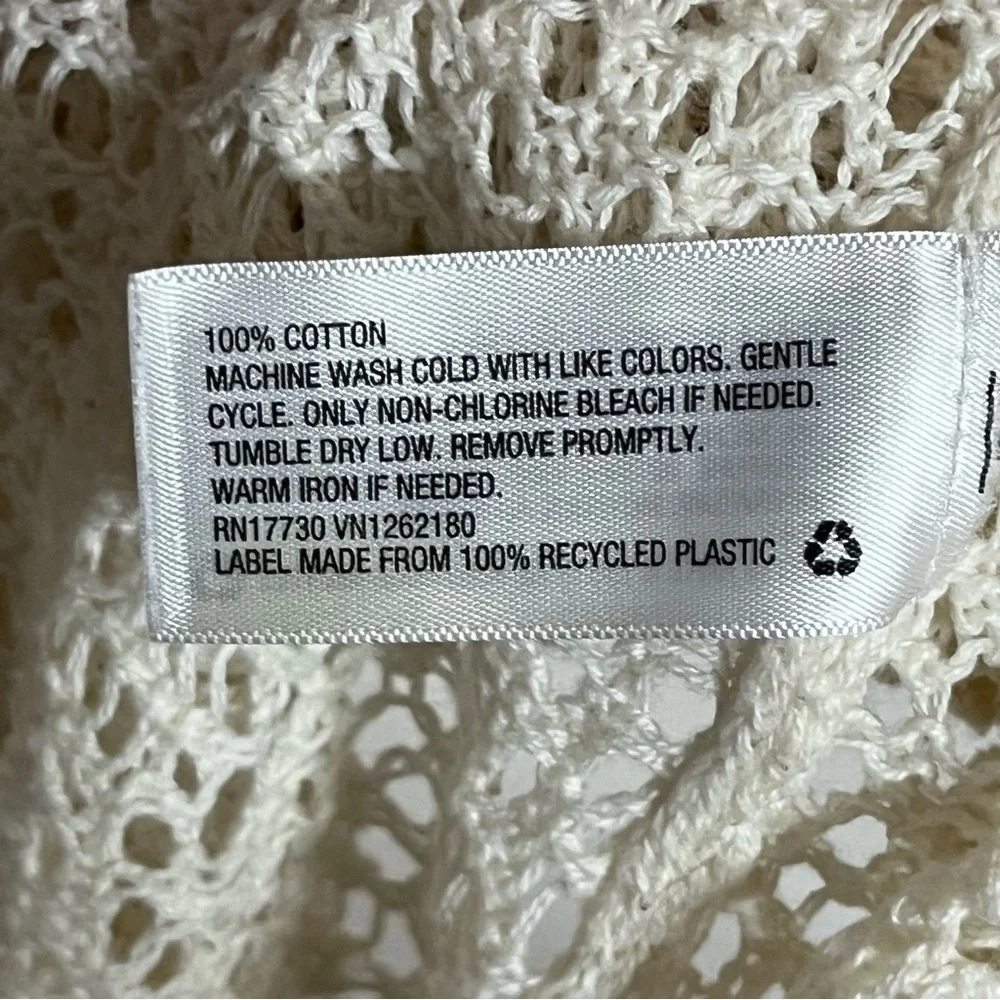 Mossimo Supply Co Cream Open Knit Crochet Cotton Sweater Large L/G‎ Cream White